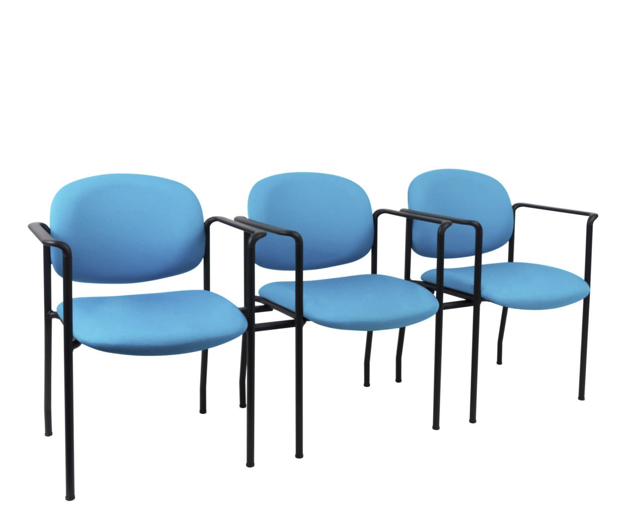 geoCentric Stacker with Arms from ergoCentric. Equipped with Black Frame and Blue Seat/Back - Ganged